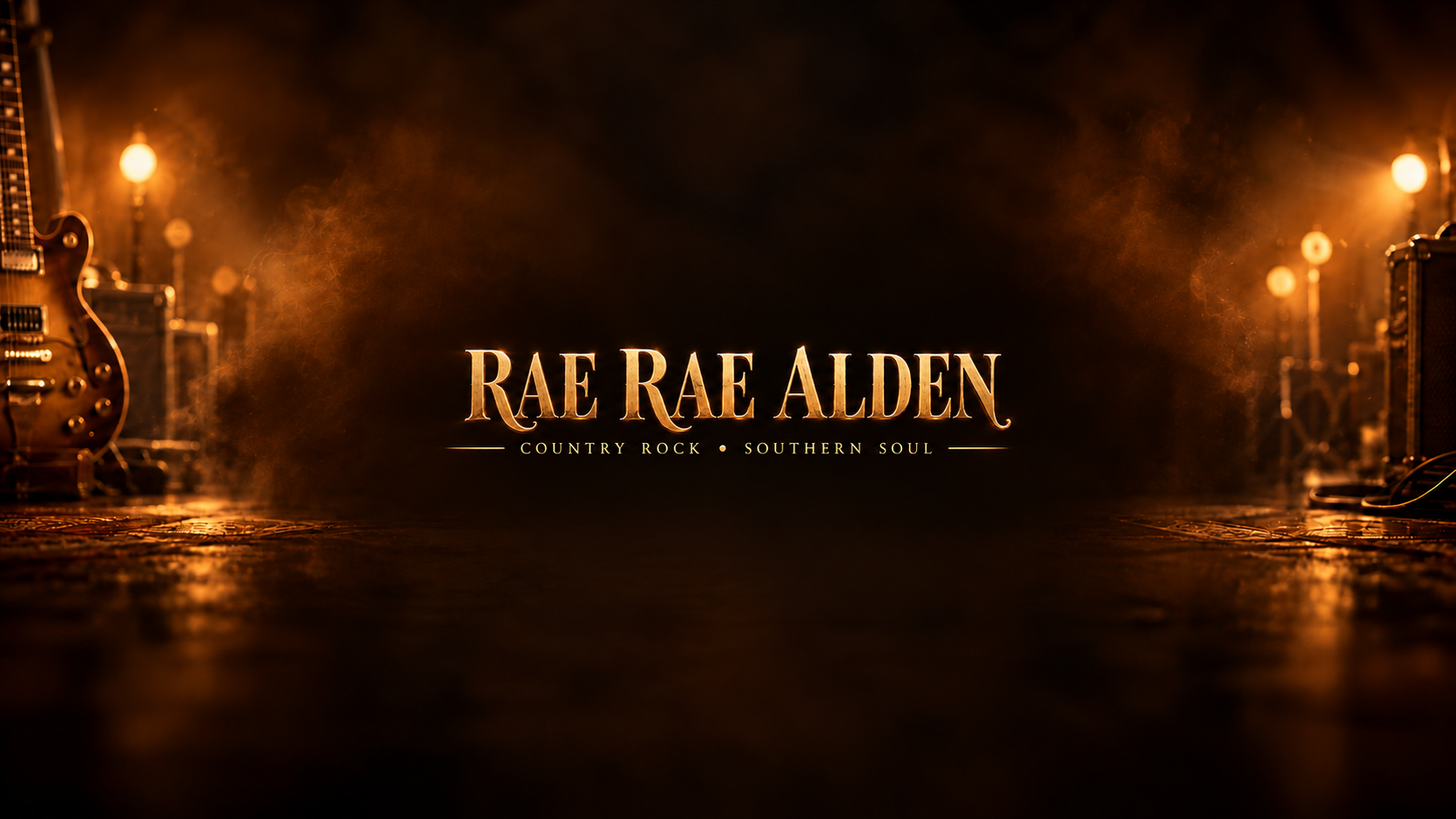 Rae Rae Alden, Country Rock • Southern Soul, in gold against a warmly lit stage with guitars